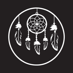 black and white Dream Catcher logo type silhouette design