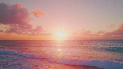 Fototapeta premium Serene Sunrise Over Tranquil Ocean Waves with Colorful Sky