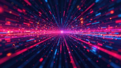 glitch effect background, digital lines, chromatic aberration, colorful stripes, pixelated texture, cyberpunk, futuristic, dark background, high contrast, vibrant