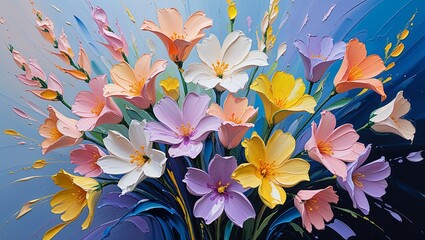 Vibrant Oil Painting on Canvas Depicting a Lush Landscape with Rich, Bold Colors, Dramatic Brushstrokes, and a Captivating Scene of Nature's Beauty and Tranquility