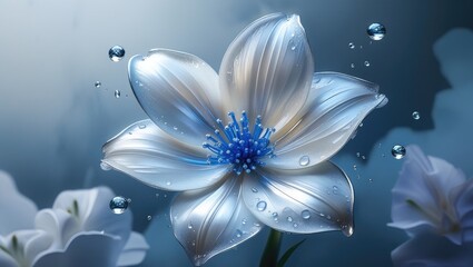 Elegance in Bloom: White Petals with a Blue Heart
