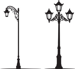 black and white street lamp logo type silhouette design