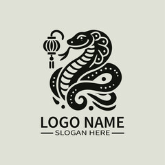 Chinese Snake Zodiac Logo Design, Mythical Serpent Logo, Eastern Dragon Logo, Yin and Yang Snake Logo, Wisdom and Transformation Logo 