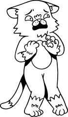 Cat Cartoon Character Outline Illustration, Cat Cartoon Illustration for Coloring Page