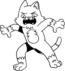 Cat Cartoon Character Outline Illustration, Cat Cartoon Illustration for Coloring Page