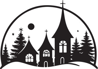 black and white house logo type silhouette design