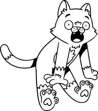 recommend clip art: Surprise Cat Cartoon Character Outline Illustration, Cat Cartoon Illustration for Coloring Page
