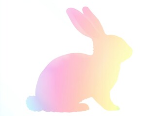 Fototapeta premium Soft Pastel Bunny Silhouette in Rainbow Gradient Against White Background for Playful and Whimsical Themes