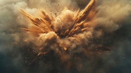 Fototapeta premium Abstract Dynamic explosion of brown dust particles background