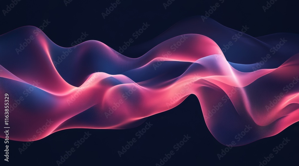 Poster colorful wave patterns flowing smoothly in a dark background creating a sense of movement and depth