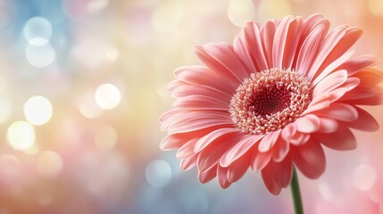 Delicate Pink Gerbera Daisy in Soft Bokeh Background