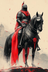 Naklejka premium A minimalist depiction of a hussarâ€™s saddle and armor,