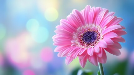 Obraz premium A Delicate Pink Gerbera Daisy in a Dreamy Bokeh Background