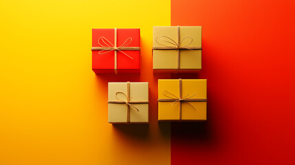 Gift Boxes on Colorful Dual Background