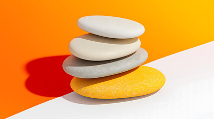 Stacked Stones on Vibrant Background