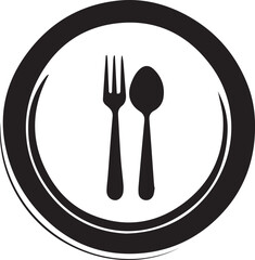 black and white spoon, Knife, Plate logo type silhouette design