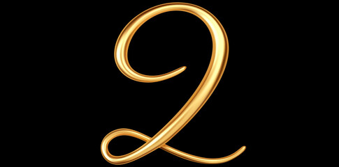 Golden Number 2 Luxury Text Design Vector Illustration.	