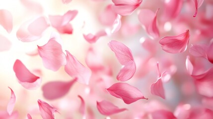 Fototapeta premium Wind swirls with flower pink petals isolated on transparent background. Vector realistic illustration of spiral air vortex with flying blossom petals, magic dust splash