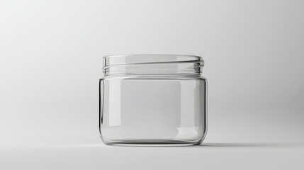 3D realistic mockup of a sleek clear plastic jar