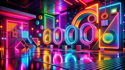 Neon dreamscapes in avant-garde style for creative marketing campaigns and digital media