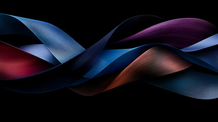 Abstract Swirling Ribbons, A Symphony of Hues, Intertwining and Dancing Gracefully in the Dark