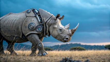 Fototapeta premium Cyber rhino in the wild