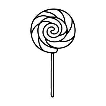 recommend clip art: 棒付きの渦巻きのペロペロキャンディの線画イラスト　透過背景の切り抜き