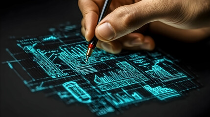 Naklejka premium Data Visualization, Hand Sketches Financial Charts and Graphs for Business Analysis
