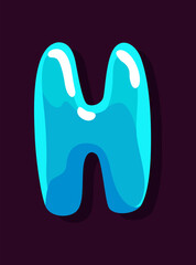 Jelly colorful letter H. Soft glossy multicolored candy font. Isolated bright delicious sweet alphabet, lollipop or marmalade ABC. Vector illustration