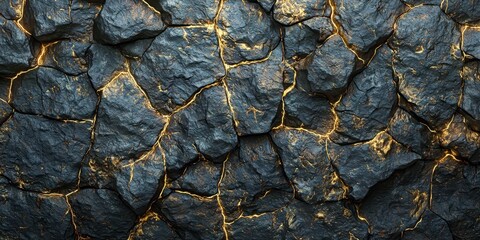 Wall made of rocks with a gold color