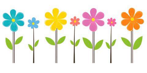 Colorful Flowers Blooming in Garden, Delightfully Vibrant and Joyful Spring Blossoms.