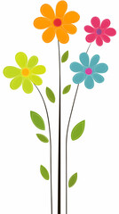 Vibrant Floral Bouquet, A Colorful Springtime Display of Flowers with Green Leaves Blooming Joyfully