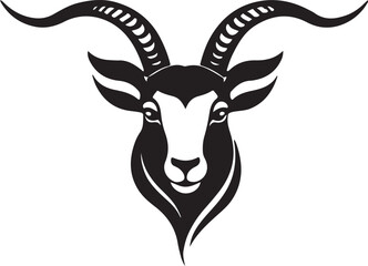 black and white goat logo type silhouette design