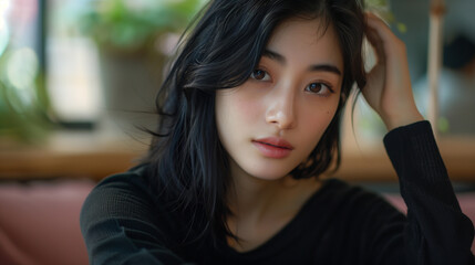 Obraz premium Portraits of Young Beautiful Asian Women with Radiant Smiles and Elegance