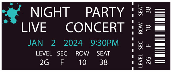 Live Concert Ticket Vector illustration
