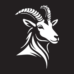 black and white goat logo type silhouette design