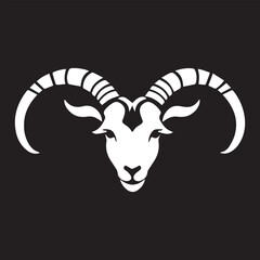 black and white goat logo type silhouette design
