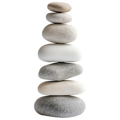 Serene Stack of Pebbles for Tranquility and Meditation on Transparent PNG background.