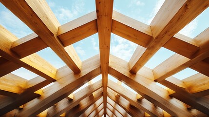 Obraz premium Modern Wooden Architectural Structure
