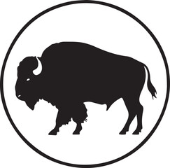 black and white bison logo type silhouette design