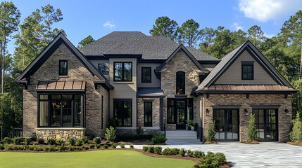 Elegant 6,500 Sq. Ft. Symmetrical Two-Story Home &ndash; Modern Brick Design with Well-Maintained Landscaping