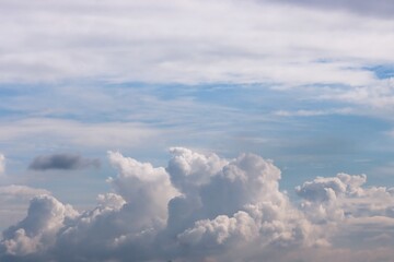 Cloudy sky background, aerial view of cloudscape