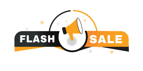 Flash sale fees, label poster icon megaphone. Modern banner for web and advertising. Vector element isolated.