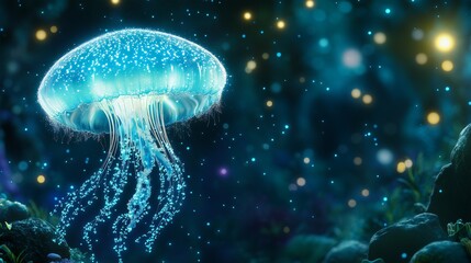 Glow of the Ocean: Bioluminescent Jellyfish Illuminating the Darkness