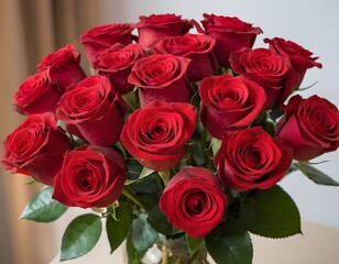 Obraz premium Bouquet of red rose flowers valentine day wedding anniversary celebration concept closeup shot