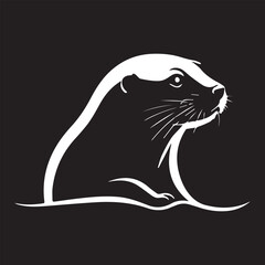 black and white Otter logo type silhouette design