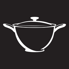 black and white cooking pot logo type silhouette design