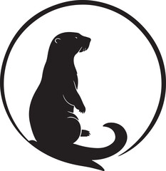 black and white Otter logo type silhouette design