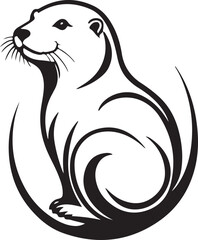 black and white Otter logo type silhouette design