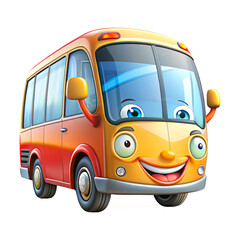Vector happy school bus Yello bus cartoon vector clip art isolated on white background.
